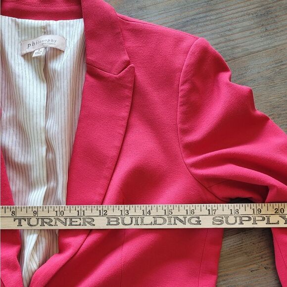 Philosophy Vibrant Red One Button Lined Blazer Small - Picture 5 of 6